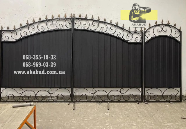 Ковані ворота із профнастилом. Розпашні ворота з профлистом