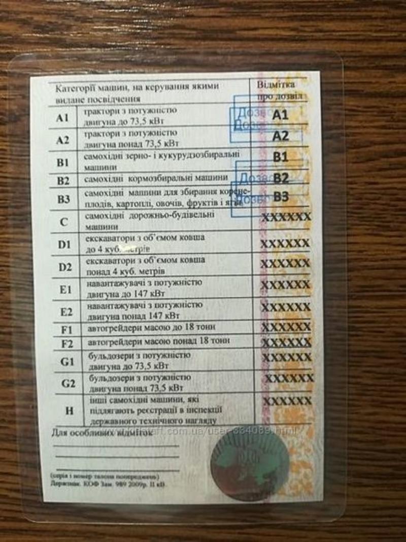 Водительское удостоверение на трактор , спецтехнику в Украине.