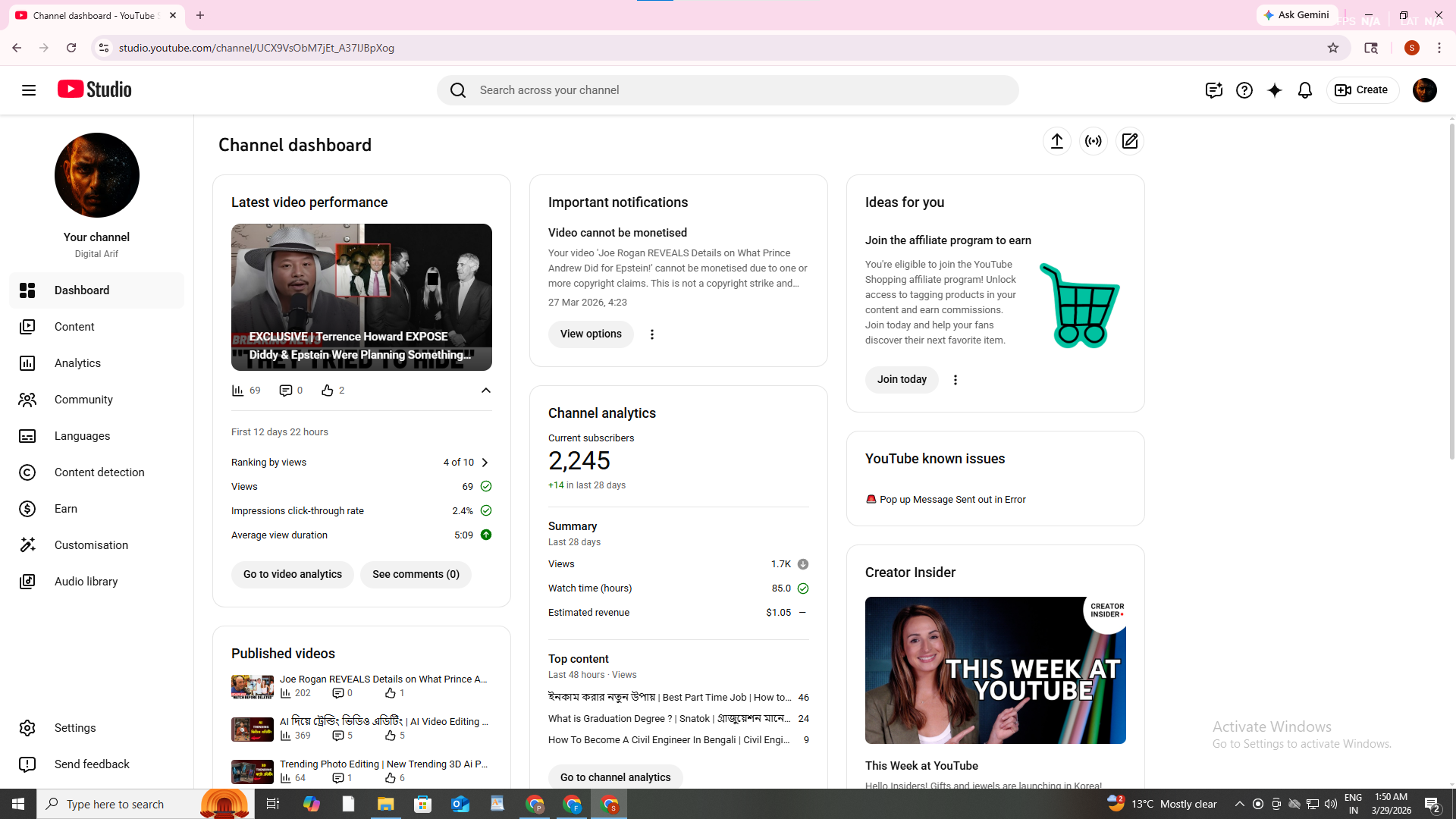 Digital Arif — монетизированный YouTube-канал