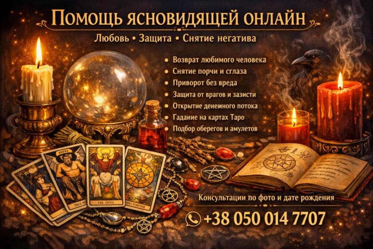 Услуги экстрасенса онлайн. Любовная магия. Снятие порчи и сглаза.