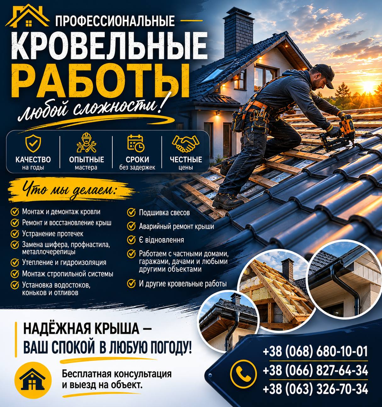 Профессиональные кровельные работы, Ремонт крыш