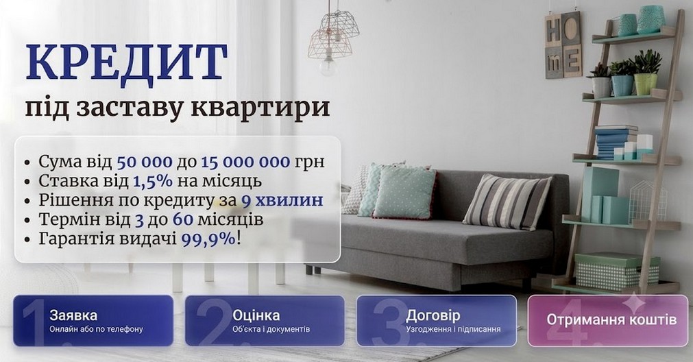 Официальный кредит под залог недвижимости в Киеве.