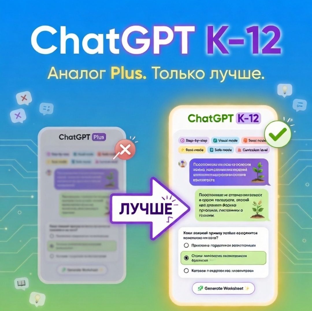 ChatGPT K12 (Учительська підписка) — стабільний аналог Plus!