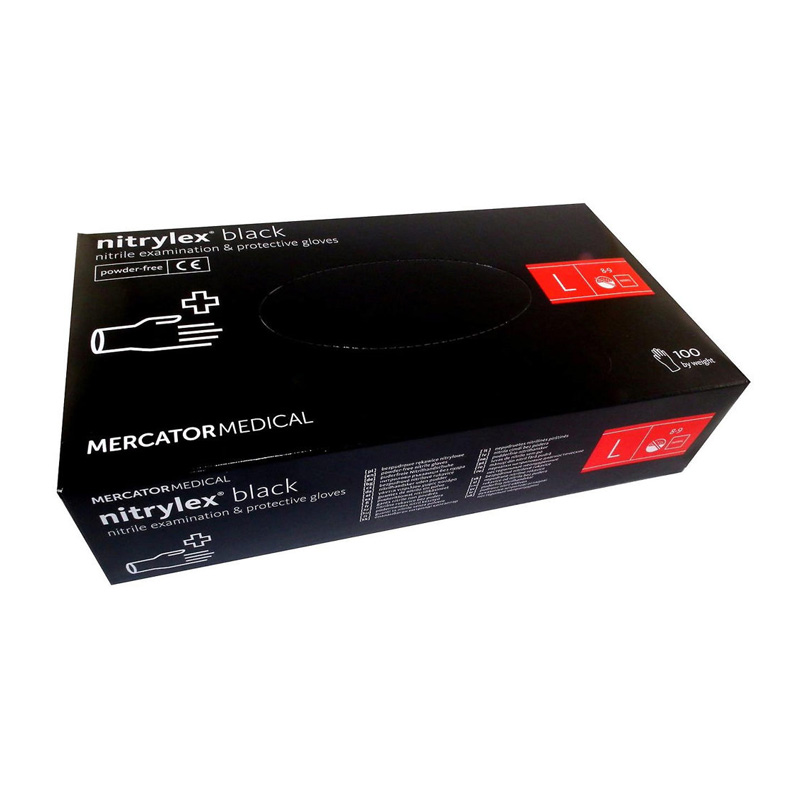 Нитриловые перчатки без пудры Nitrylex Black Protective Gloves размер L