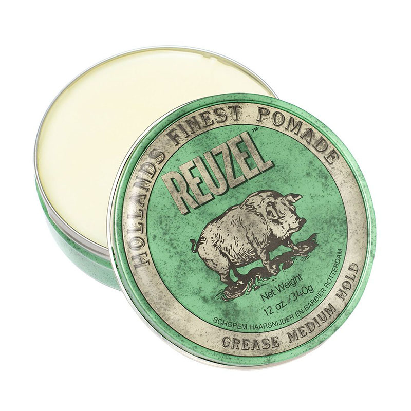 Reuzel Green Pomade Помада для волос зеленое яблоко и мята для нормальных и толстых волос средняя фиксация средний блеск на восковой основе 340 г
