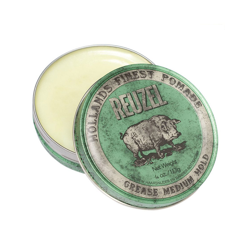 Reuzel Green Pomade Помада для волос зеленое яблоко и мята для нормальных и толстых волос средняя фиксация средний блеск на восковой основе 113 г
