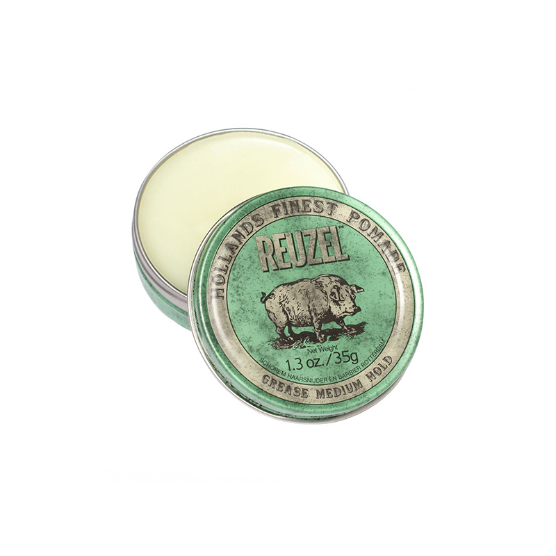 Reuzel Green Pomade Помада для волос зеленое яблоко и мята для нормальных и толстых волос средняя фиксация средний блеск на восковой основе 35 г