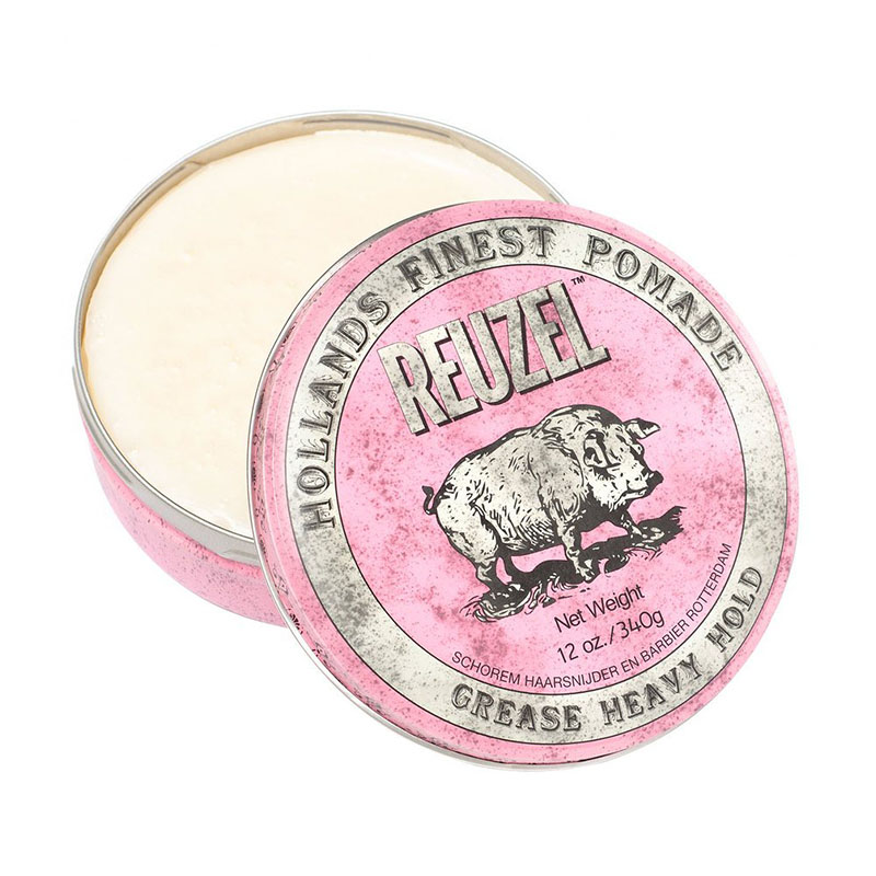 Reuzel Pink Pomade Помада для волос жевательная резинка для толстых и вьющихся волос сильная фиксация средний блеск на восковой основе 340 г