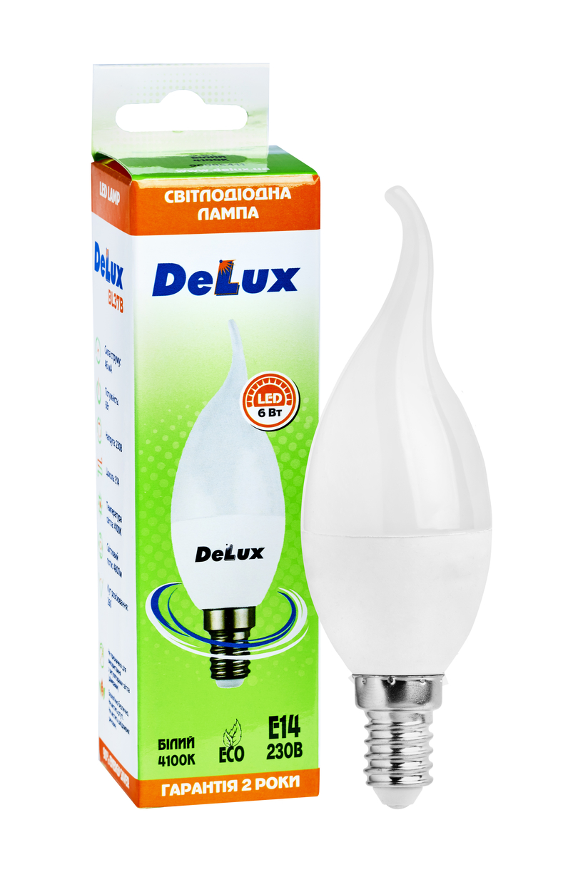 Лампа світлодіодна DELUX BL37B 6 Вт tail 4100K 220В E14 filament білий