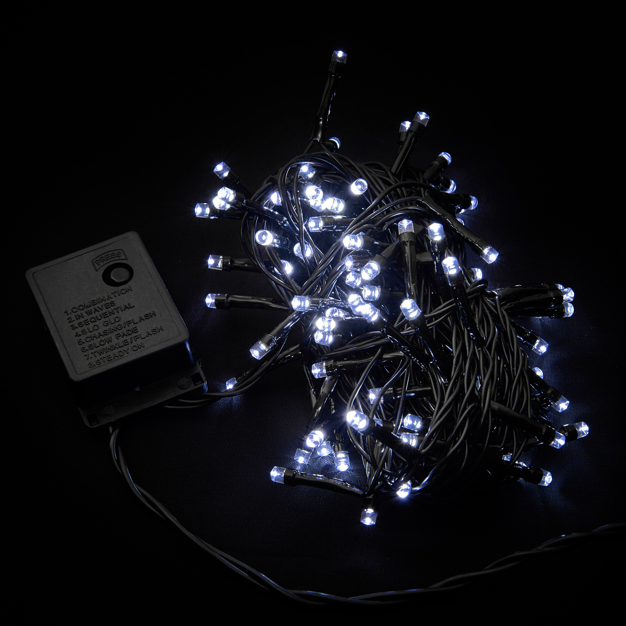 Гірлянда внутрішня DELUX STRING С 100LED 5m білий/чорний IP20
