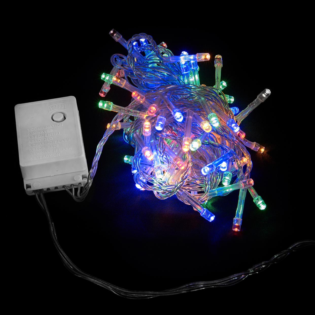 Гірлянда внутрішня DELUX STRING С 200LED 10m мульти/прозорий IP20