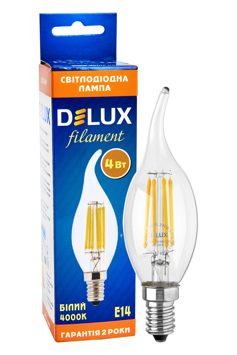 Лампа світлодіодна DELUX BL37B 4 Вт tail 4000K 220В E14 filament білий