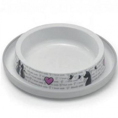 Пластиковая миска для котов Moderna Trendy Dinner Cats in Love H130027CL 15 см 210 мл белая