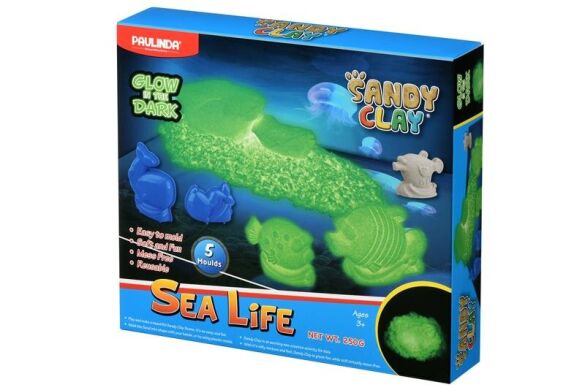 Песок для творчества Paulinda Sandy clay Морская жизнь 250г светится в темноте 5 ед PL-140079