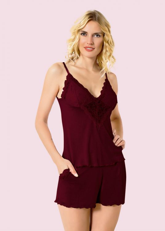 Женская бордовая бамбуковый пижама Mariposa 8212 bordo