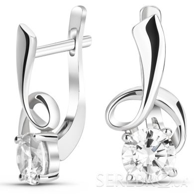 Серьги из серебра с фианитом ФС346ЦБ