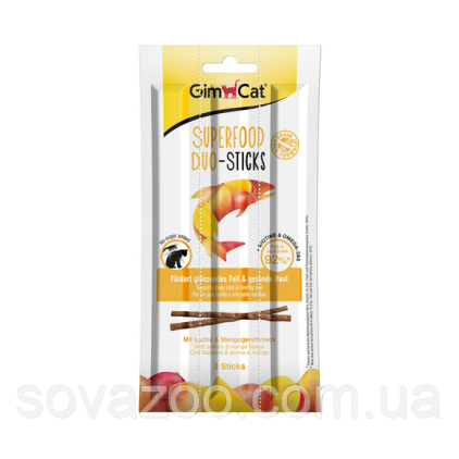 Ласощі GimCat Superfood ДжімКет м'ясні дуо-палички лосось і манго (3 шт)