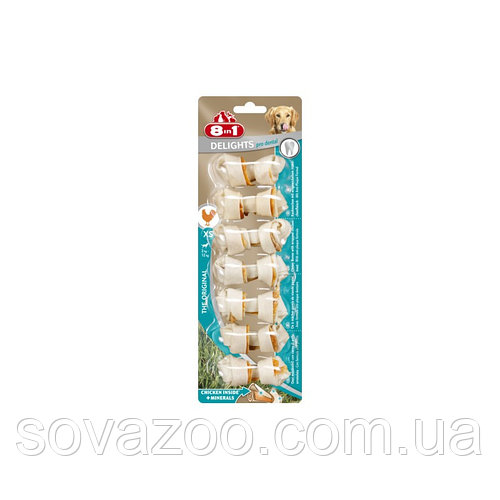 Кость 8 в1 Delights Pro Dental XS 8 в 1 Делайтс для чистки зубов с мясом для собак 7 шт 7,5 см