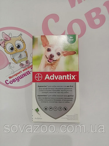 Краплі Bayer Advantix Байєр Адвантікс для собак від бліх та кліщів до 4кг