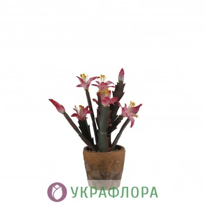 Кактус цветущий в горшке искусственный