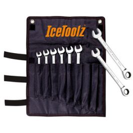 Набор ключей ICE TOOLZ 41B8 с трещёткой от 8 до15мм, в кармане