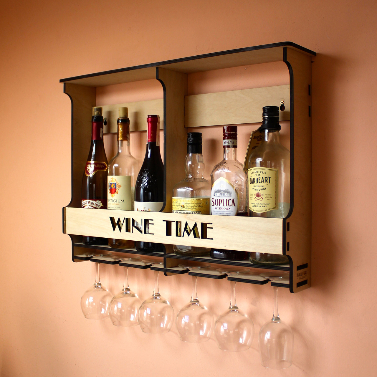 Полка мини-бар Wine Time для 6 бутылок и бокалов.