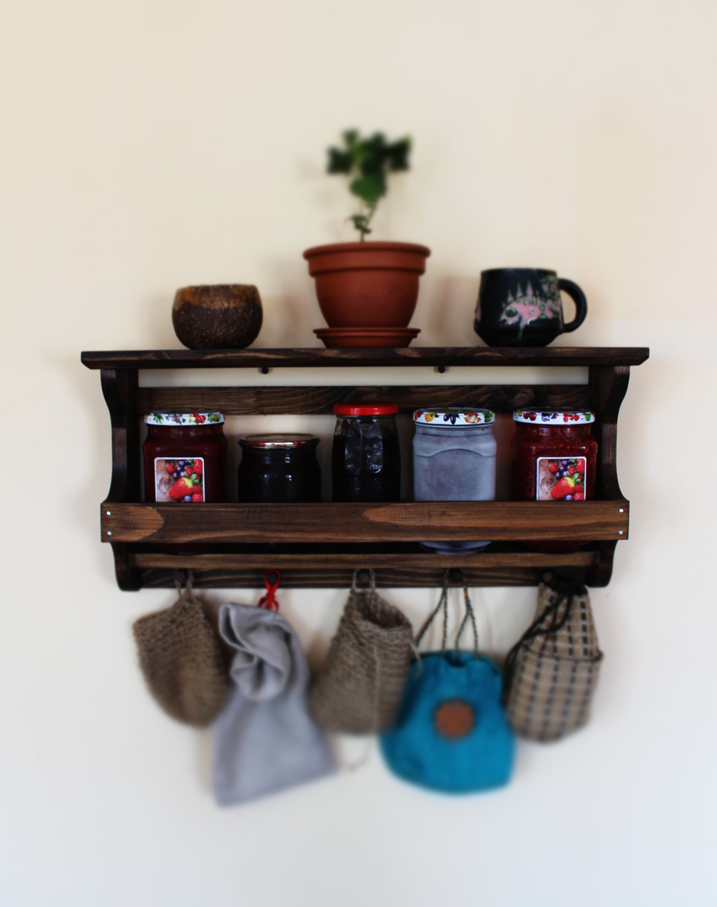 Деревянная полка Wood &amp; Jam для баночек с вареньем и консервацией ручная работа