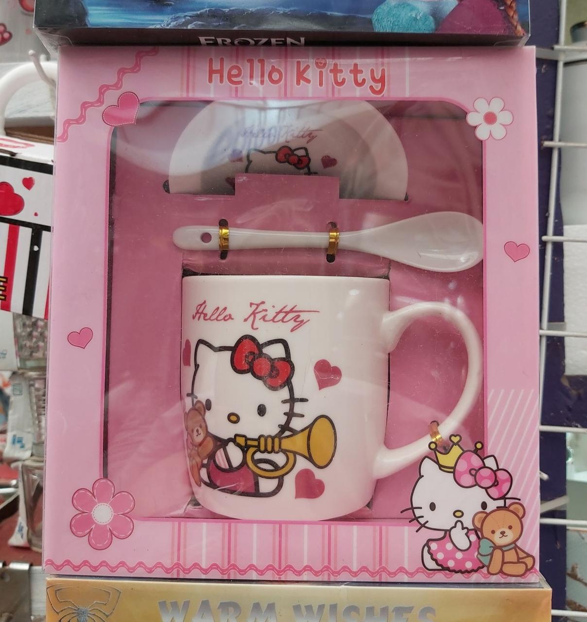 Подарочная керамическая чашка с крышкой для детей Hello Kitty