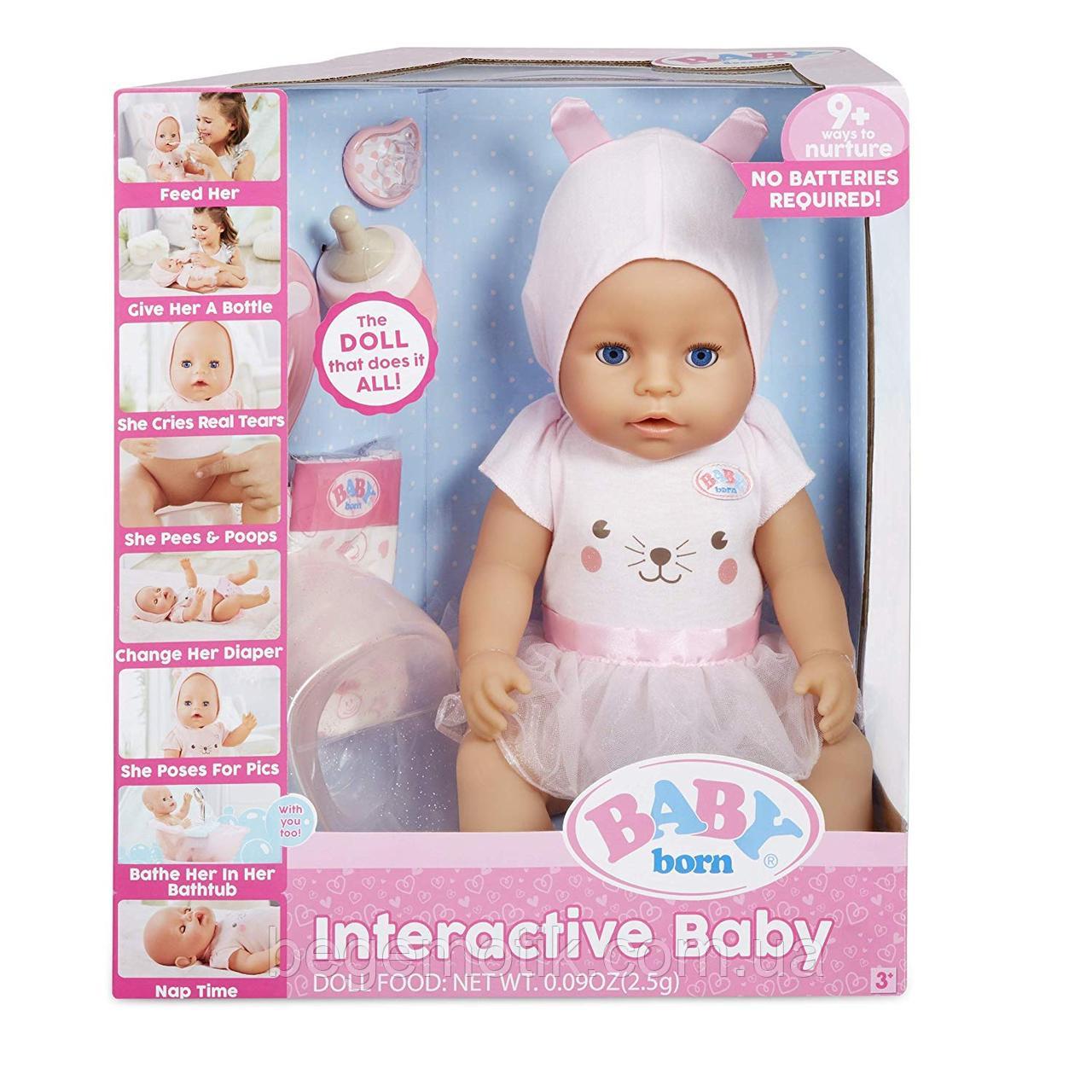 Интерактивный пупс Кукла Беби Борн 43см Baby Born Interactive Doll — Blue Eyes Голубые глазки Zapf