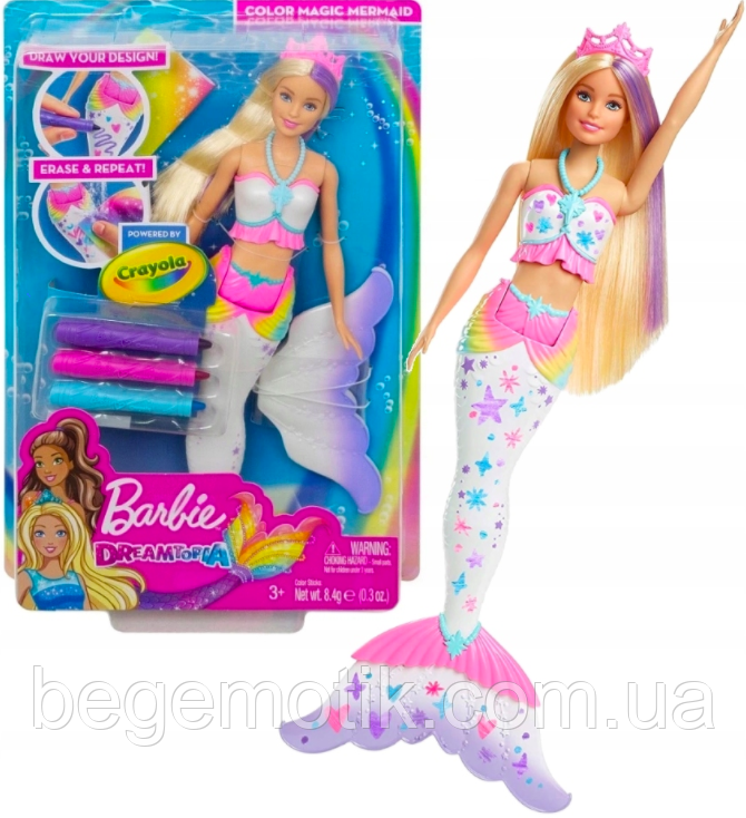 Кукла Барби Дримтопия Barbie Dreamtopia Color Magic Цветная русалочка Крайола Mattel