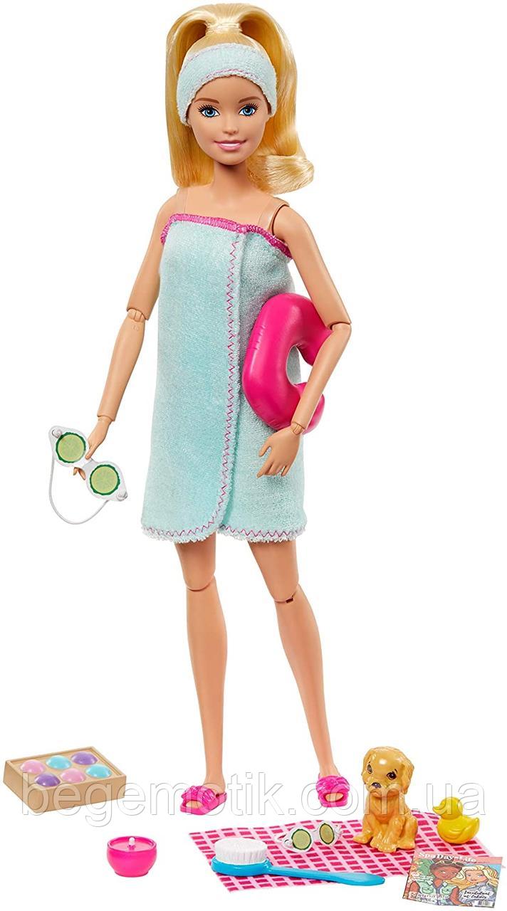 Кукла Барби с 9-ю аксессуарами и щенком СПА- процедуры Barbie Spa Doll Blonde with Puppy. GJG55