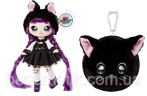 Мягкая Кукла На На На сюрприз Черная кошечка Tuesday Meow Na! Na! Na! Surprise 2-in-1 Fashion Doll MGA