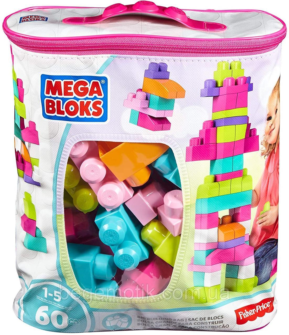 Mega Bloks DCH54 Классический конструктор для девочек розовый в мешке/сумке Мега Блокс 60 дет Big Building Bag
