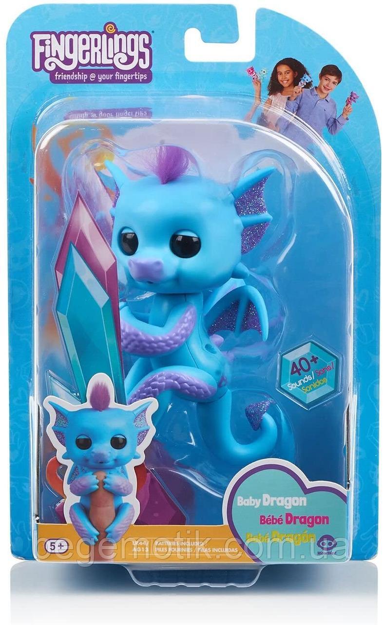 Интерактивный ручной Дракончик ТАРА Wow Wee Fingerlings Tara (Blue with Purple) Baby Dragon