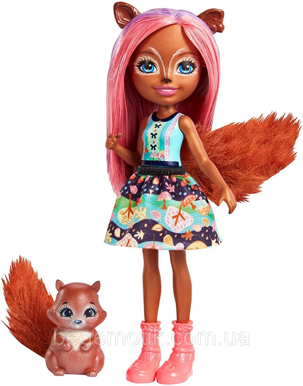 Набор с куклой Энчантималс Белка Санча и бельченок Стампер FMT61 Enchantimals Sancha Squirrel Doll with Stumpe