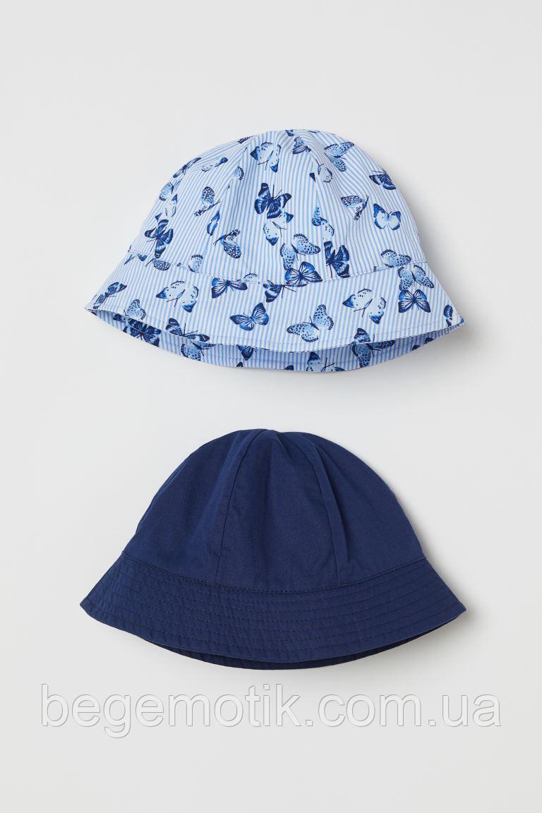 H&amp;M 2 хлопковые панамы Темно-синий и с бабочками 8-12 лет рост 134-152