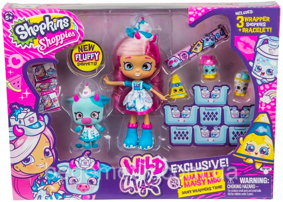 Набор Кукла Шопкинс Миа Милк и питомец с аксессуарами Shopkins Shoppies Mia Milk Maisy Moo