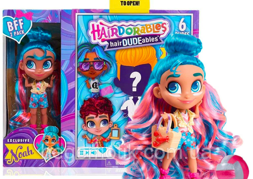 Hairdorables Набор кукол Хердораблес мальчик и девочка НОА DUDEables Collectible Dolls NOAH- Series 1