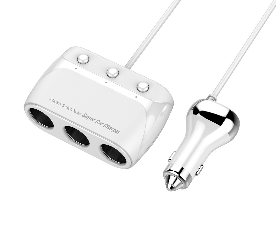 Разветвитель прикуривателя на 3 гнезда, 4 usb, Quick Charge 3.0, LDNIO C504