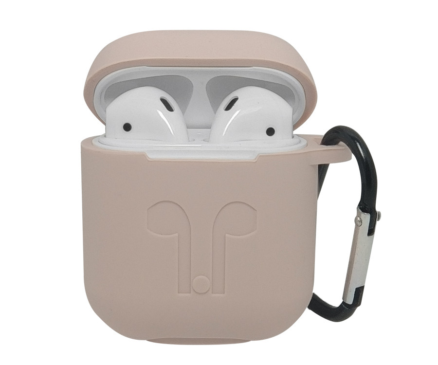 Силиконовый чехол для AirPods с карабином, Пудровый