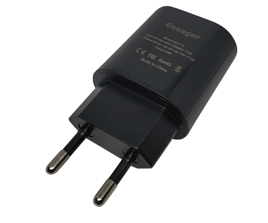 Сетевое зарядное устройство Essager XZD, Quick Charge 3.0, 18W черного цвета