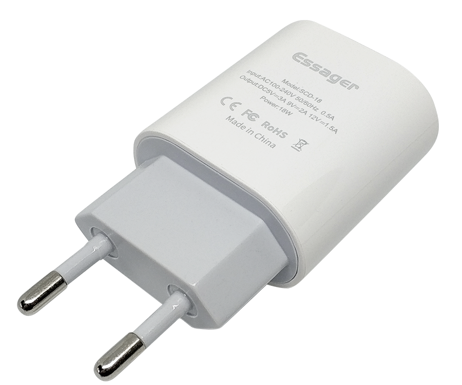 Сетевое зарядное устройство Essager XZD, Quick Charge 3.0, 18W, белого цвета