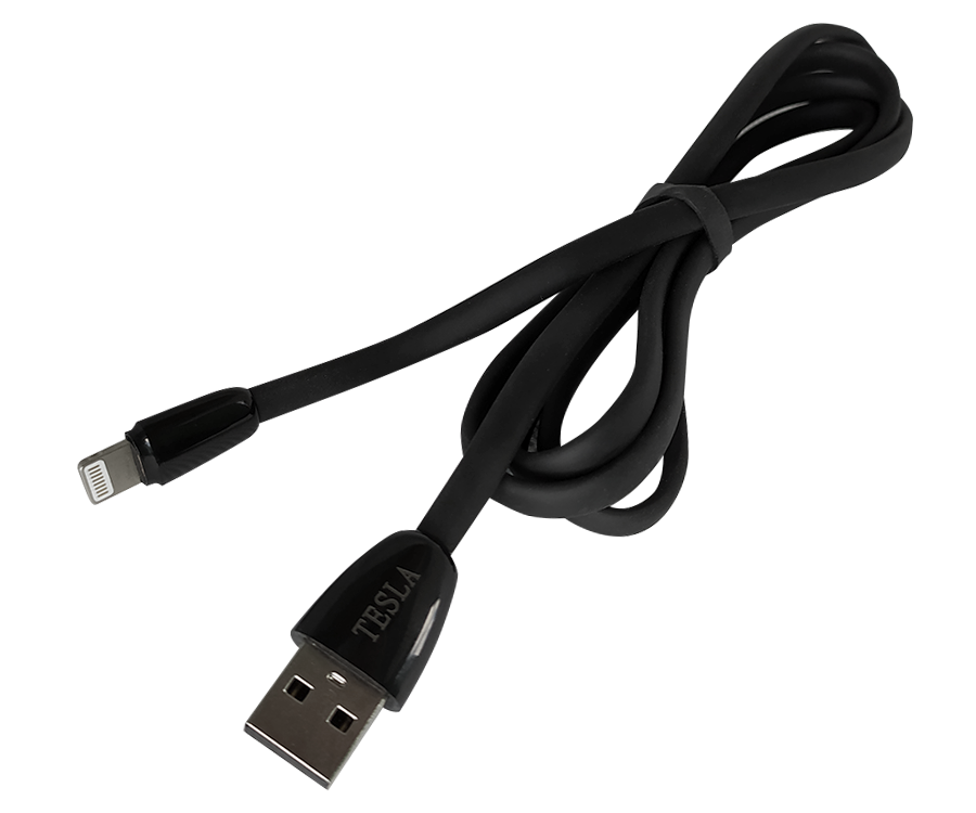 Дата кабель Tesla Lightning, 2.4A, Черный