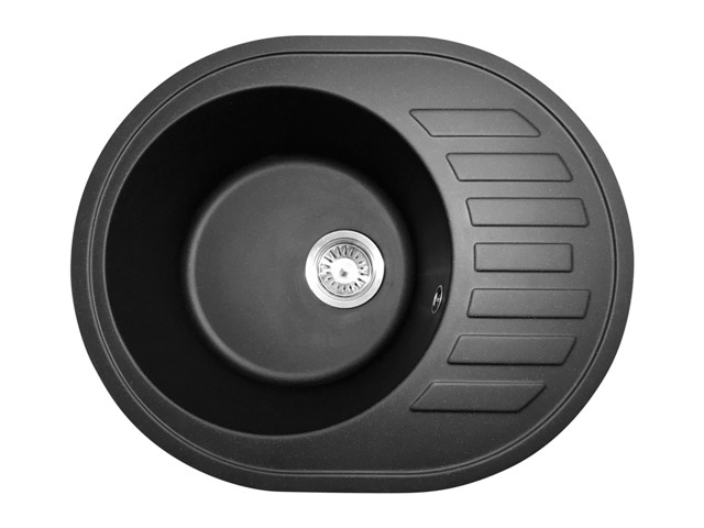 Овальная кухонная мойка PoliComposite М03 610х500х220 Черная