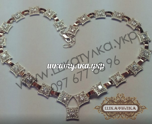 Серебряное колье с золотом и фианитом 6з