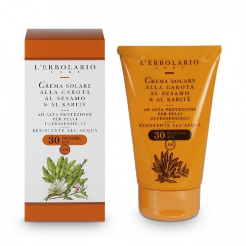 Солнцезащитный крем с Морковью маслом Кунжута и маслом Ши SPF 30 L Erbolario Crema Solare Alla Carota, Al Sesamo And Al Karite
