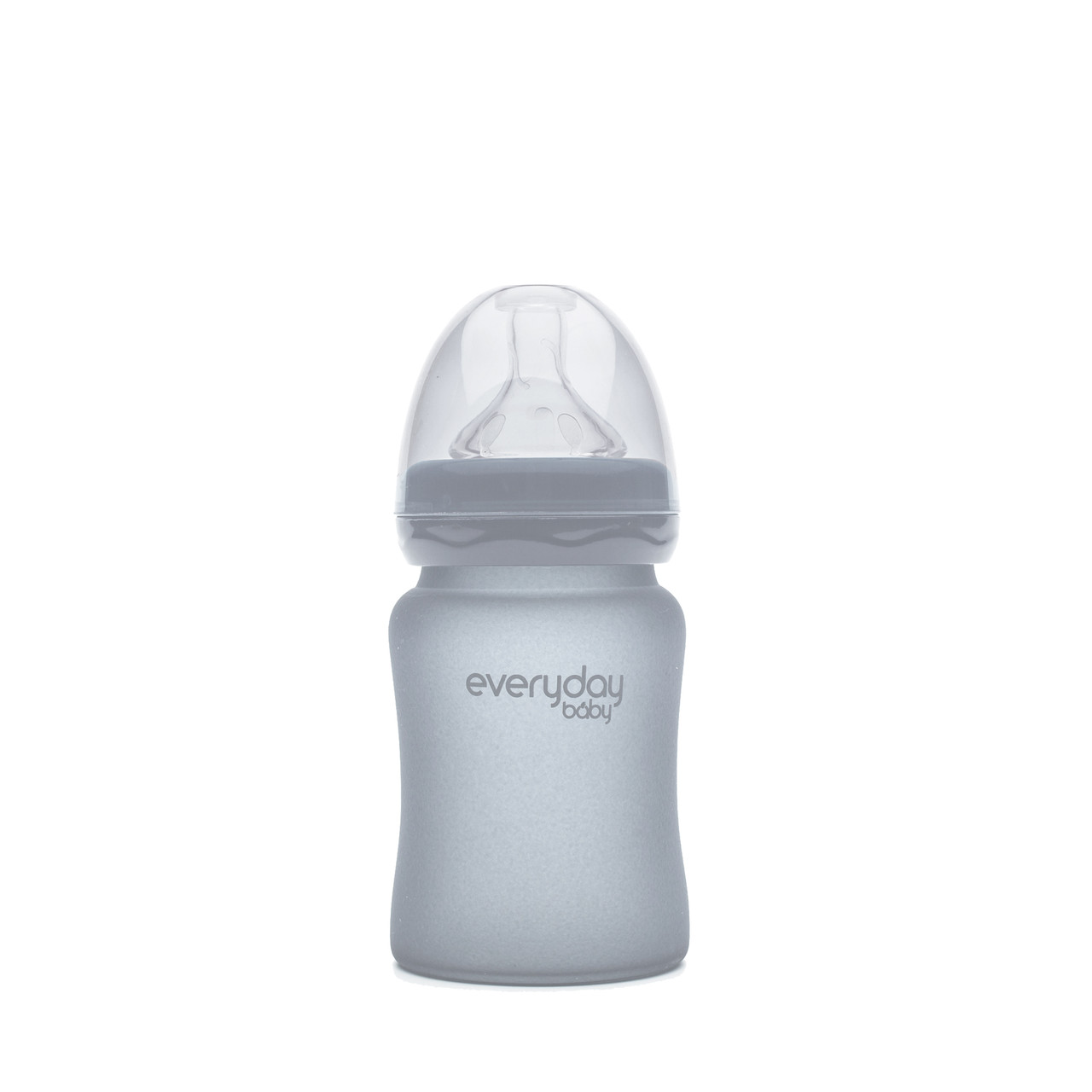Стеклянная детская бутылочка с силиконовой защитой Everyday Baby 150 мл. Цвет светло-серый