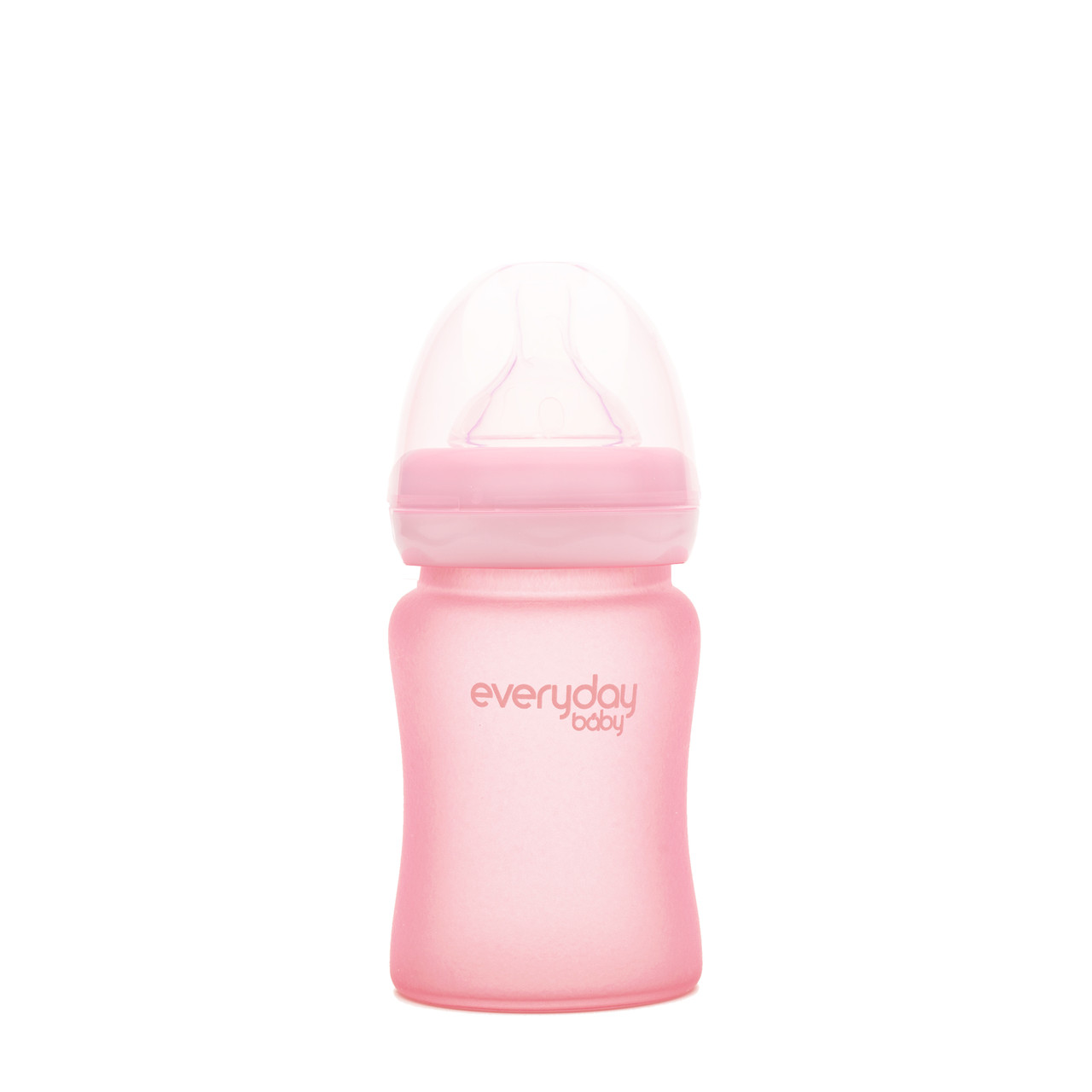 Стеклянная детская бутылочка с силиконовой защитой Everyday Baby 150 мл. Цвет розовый