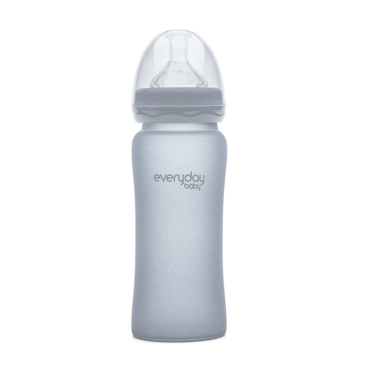 Стеклянная детская бутылочка с силиконовой защитой Everyday Baby 300 мл. Цвет светло-серый
