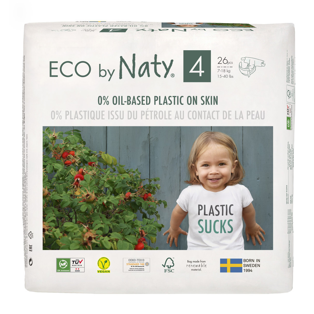Органические подгузники Eco by Naty Размер 4 (от 7 до 18 кг) 26 шт